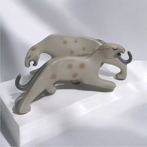 Vintage MCM Minimalist Cubist Abstract Porcelain Jaguar ￼Leopard Pair Big Cats